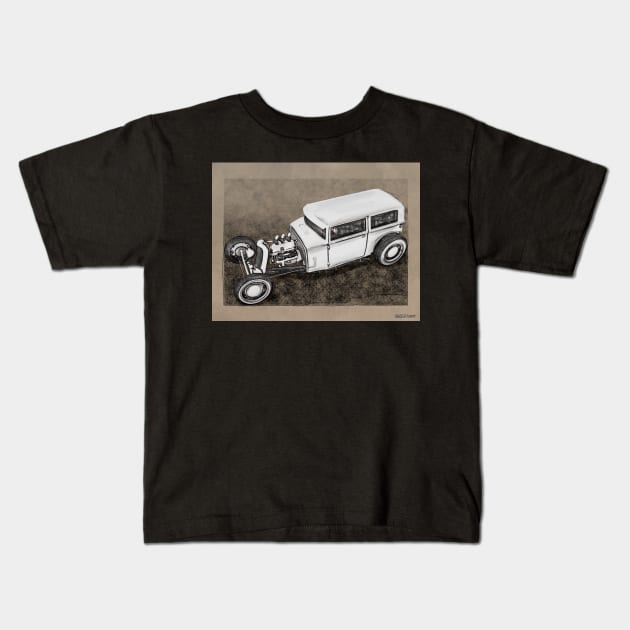 Traditional Styled Hot Rod Sedan Kids T-Shirt by kenmo